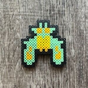 Boss GALAGA magnet retro arcade video game handmade perler beads black green yel